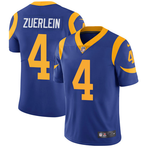 Nike Rams #4 Greg Zuerlein Royal Blue Alternate Youth Stitched NFL Vapor Untouchable Limited Jersey